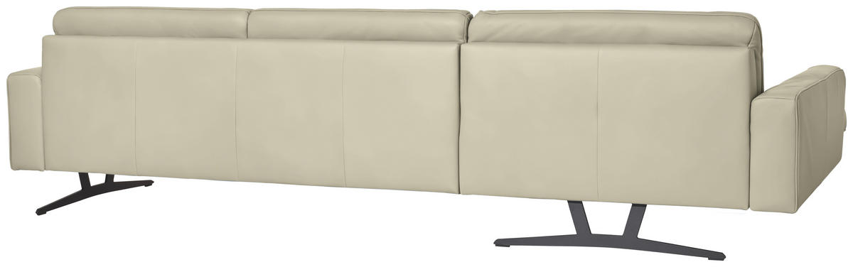 ECKSOFA in Echtleder Ecru  - Ecru/Anthrazit, Konventionell, Leder/Metall (179/324cm) - Johann Jakob