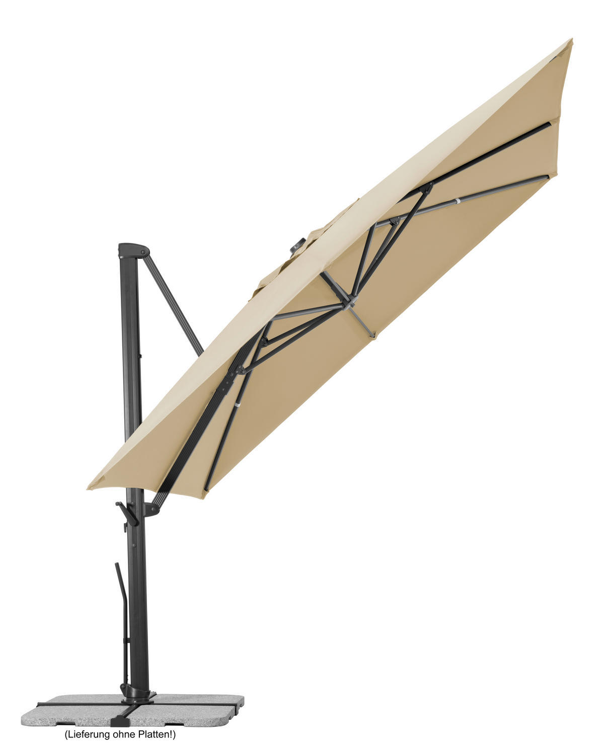 ZÁVESNÝ SLNEČNÍK 360/253/300 cm - prírodná farba/antracitová, Basics, kov/textil (360/253/300cm) - Sonnhaus
