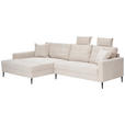 ECKSOFA Creme Cord  - Creme/Schwarz, KONVENTIONELL, Textil/Metall (173/276cm) - Carryhome