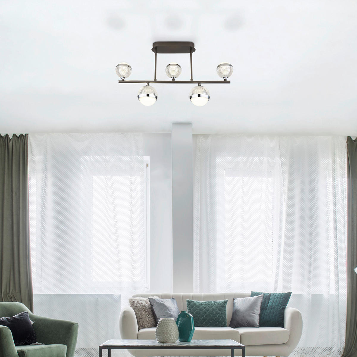 LED-DECKENLEUCHTE 65/11/37 cm   - Klar/Chromfarben, KONVENTIONELL, Kunststoff/Metall (65/11/37cm) - Globo