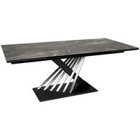 ESSTISCH 200-300/100/76 cm  Metall, Glas, Keramik ausziehbar rechteckig Schwarz, Edelstahlfarben  - Edelstahlfarben/Schwarz, Design, Glas/Keramik (200-300/100/76cm) - Belluti