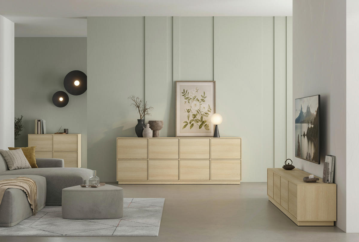 ŠIROKÁ KOMODA, barvy dubu, 220,5/82,5/41,5 cm - barvy dubu, Design, kompozitní dřevo (220,5/82,5/41,5cm) - MID.YOU