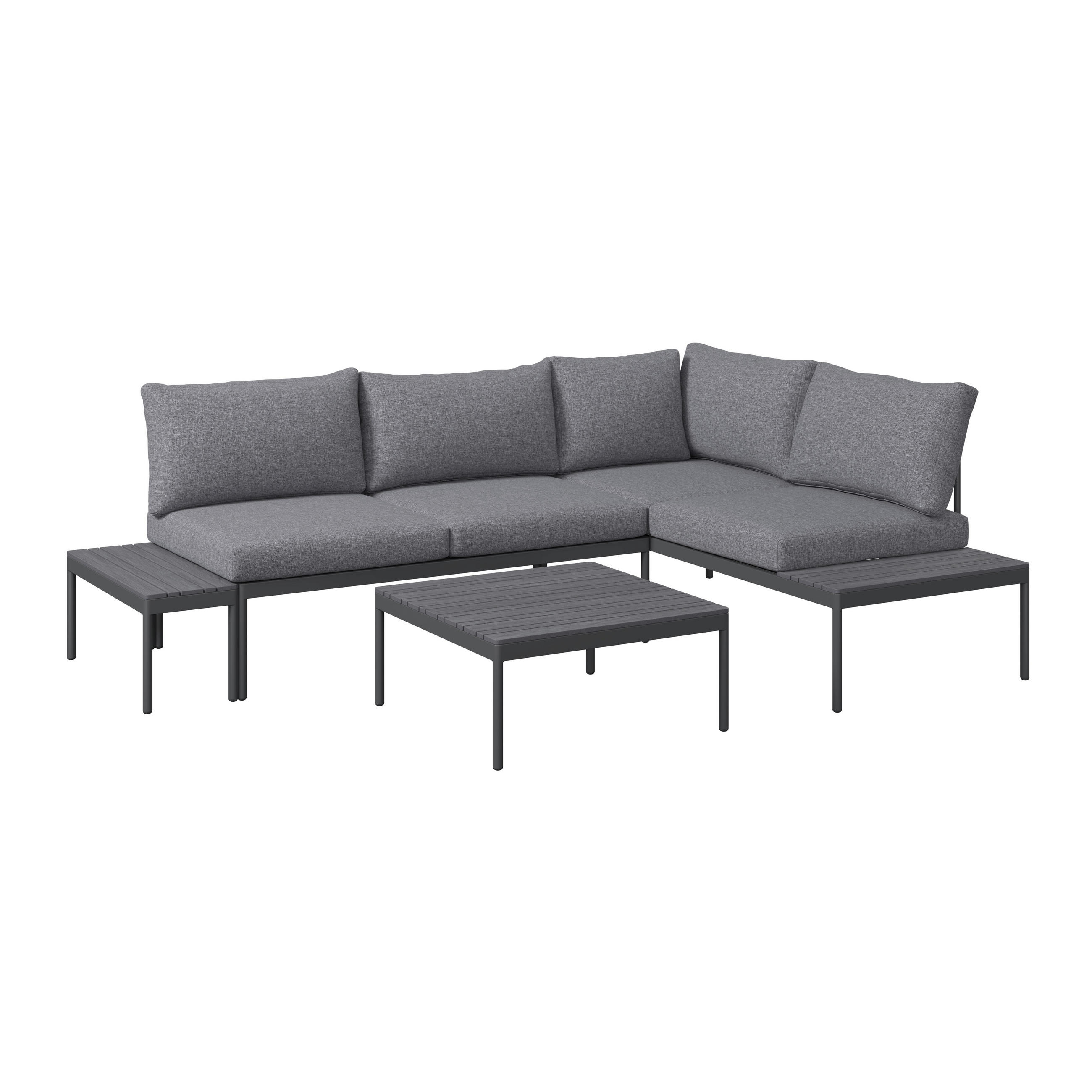 LOUNGEGARNITUR 227,5/155 cm Stahl  - Dunkelgrau/Naturfarben, Design, Kunststoff/Textil (227,5/155cm) - Ambia Garden