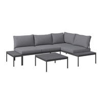 LOUNGEGARNITUR 227,5/155 cm Stahl  - Dunkelgrau/Naturfarben, Design, Kunststoff/Textil (227,5/155cm) - Ambia Garden