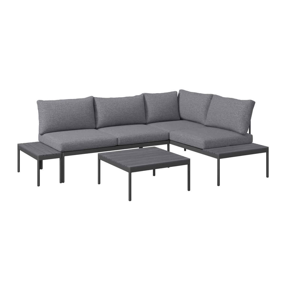 LOUNGEGARNITUR 227,5/155 cm Stahl  - Dunkelgrau/Naturfarben, Design, Kunststoff/Textil (227,5/155cm) - Ambia Garden