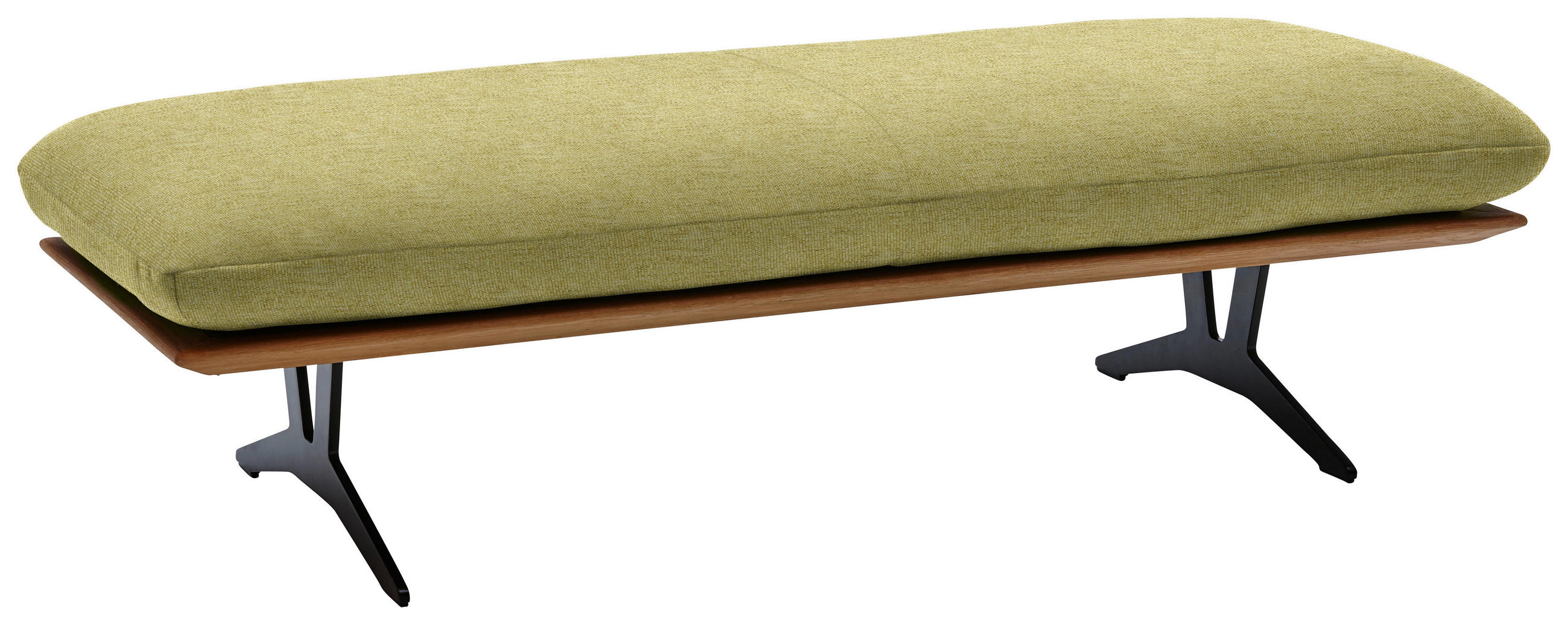 HOCKERBANK in Holz, Textil Limette  - Limette/Schwarz, Design, Holz/Textil (150/43/60cm) - Dieter Knoll