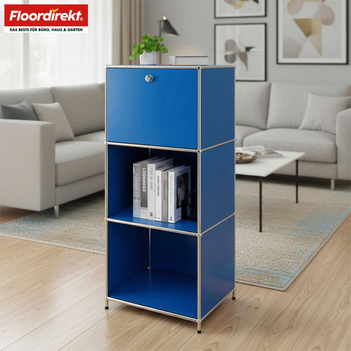 STANDREGAL Blau  - Blau, Basics, Metall (50/121/40cm) - Floordirekt