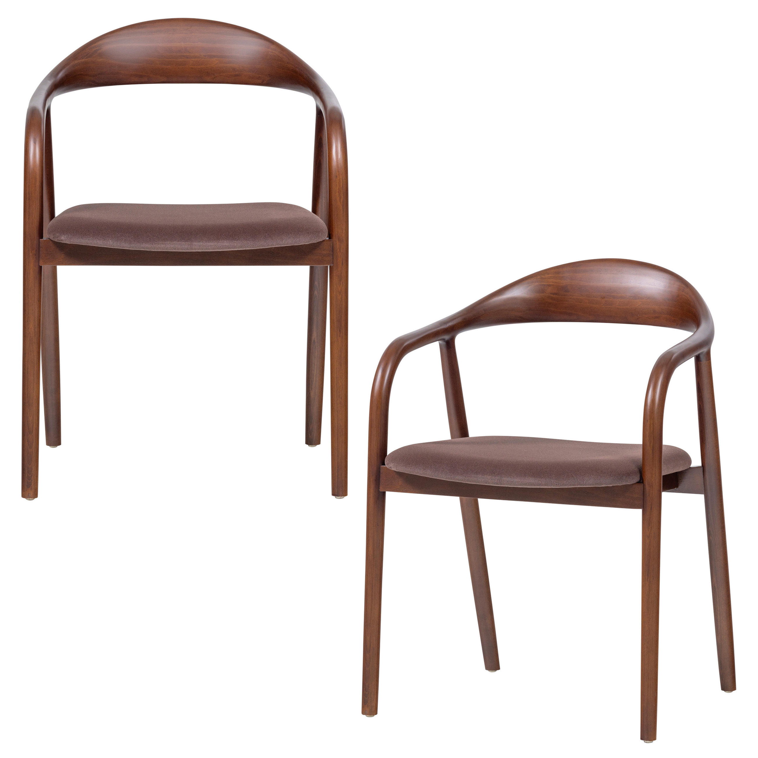 ARMLEHNSTUHL-SET 2 Stück  Samt  Braun  - Braun, MODERN, Holz/Textil (57/79/53cm) - Livetastic