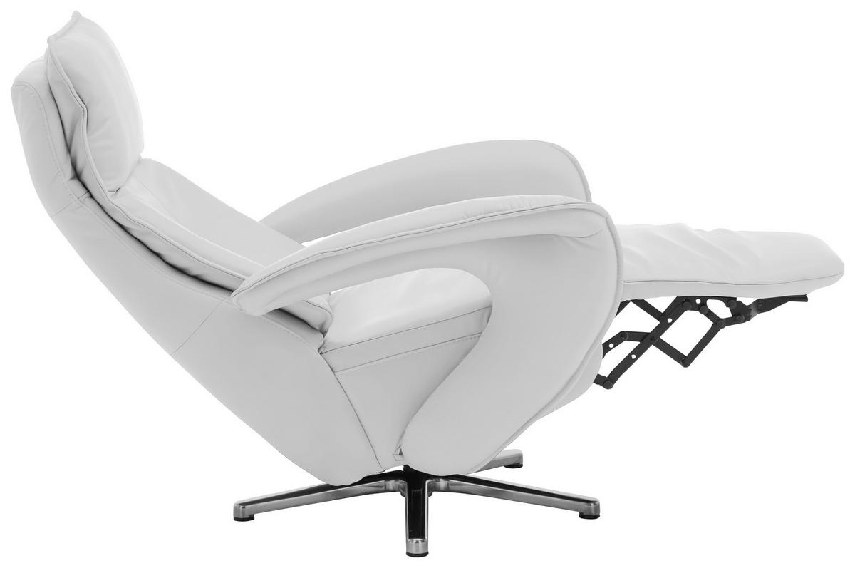 RELAXSESSEL in Leder Weiss  - Weiss/Edelstahlfarben, Design, Leder/Metall (77/110/87cm) - Valdera