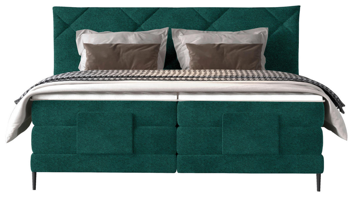 BOXSPRINGBETT 160/200 cm  in Grün  - Schwarz/Grün, KONVENTIONELL, Textil/Metall (160/200cm) - Esposa