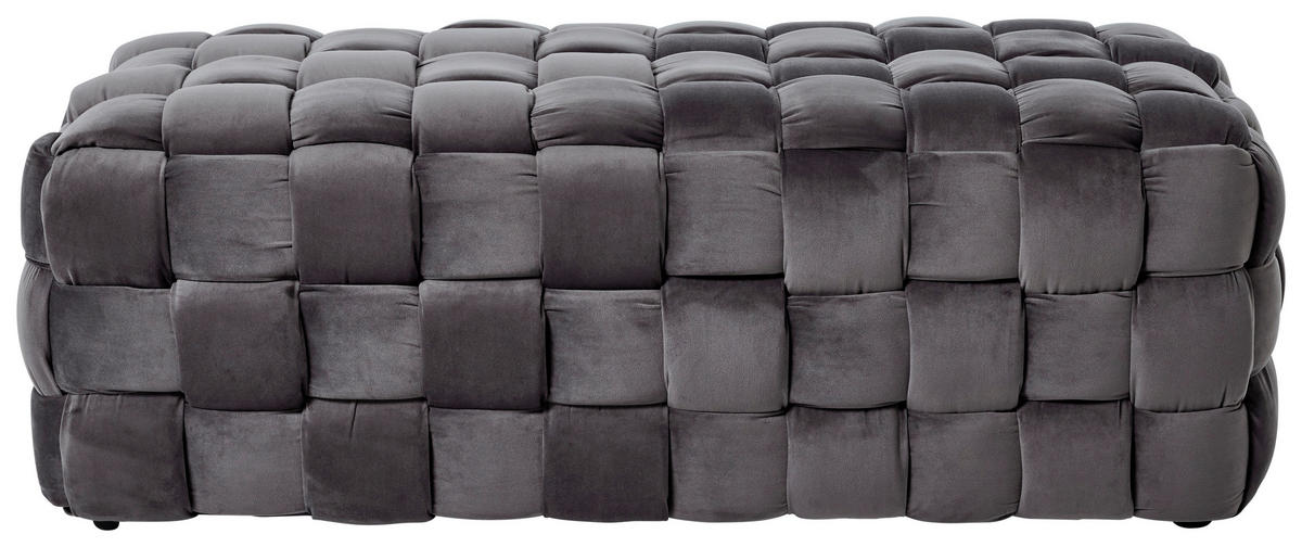 HOCKERBANK 118/43/50 cm Samt Grau Eukalyptusholz  - Grau, MODERN, Holz/Textil (118/43/50cm)