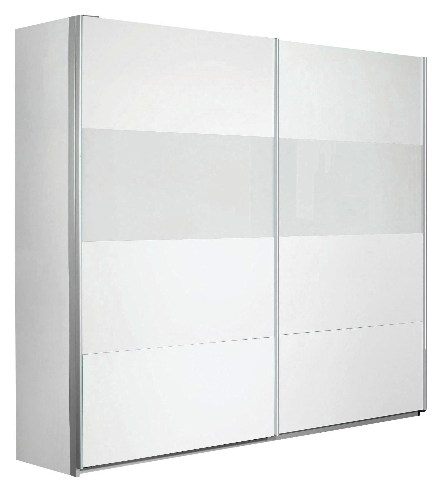 SCHWEBETÜRENSCHRANK in Weiss  - Weiss/Alufarben, Basics, Glas/Holzwerkstoff (226/210/62cm) - Xora