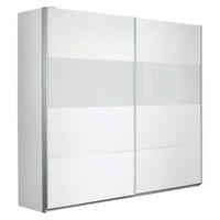 SCHWEBETÜRENSCHRANK in Weiss  - Weiss/Alufarben, Basics, Glas/Holzwerkstoff (226/210/62cm) - Xora