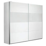 SCHWEBETÜRENSCHRANK  in Weiß  - Alufarben/Weiß, Basics, Glas/Holzwerkstoff (226/210/62cm) - Xora