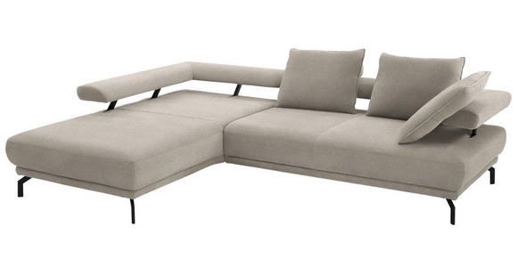 ECKSOFA Fino in Chenille Greige  224/305 cm  - Greige/Schwarz, Design, Textil/Metall (224/305cm) - Dieter Knoll
