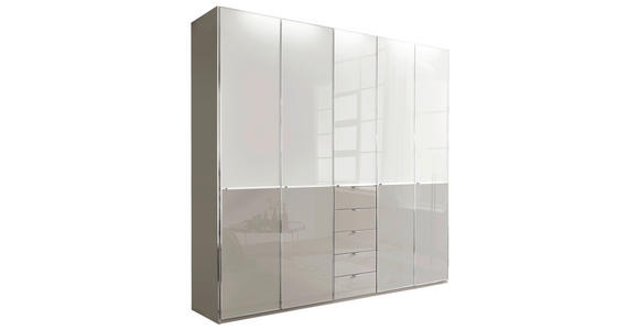 KLEIDERSCHRANK  in Grau, Weiß  - Chromfarben/Weiß, Design, Glas/Holzwerkstoff (250/236/58cm) - Novel