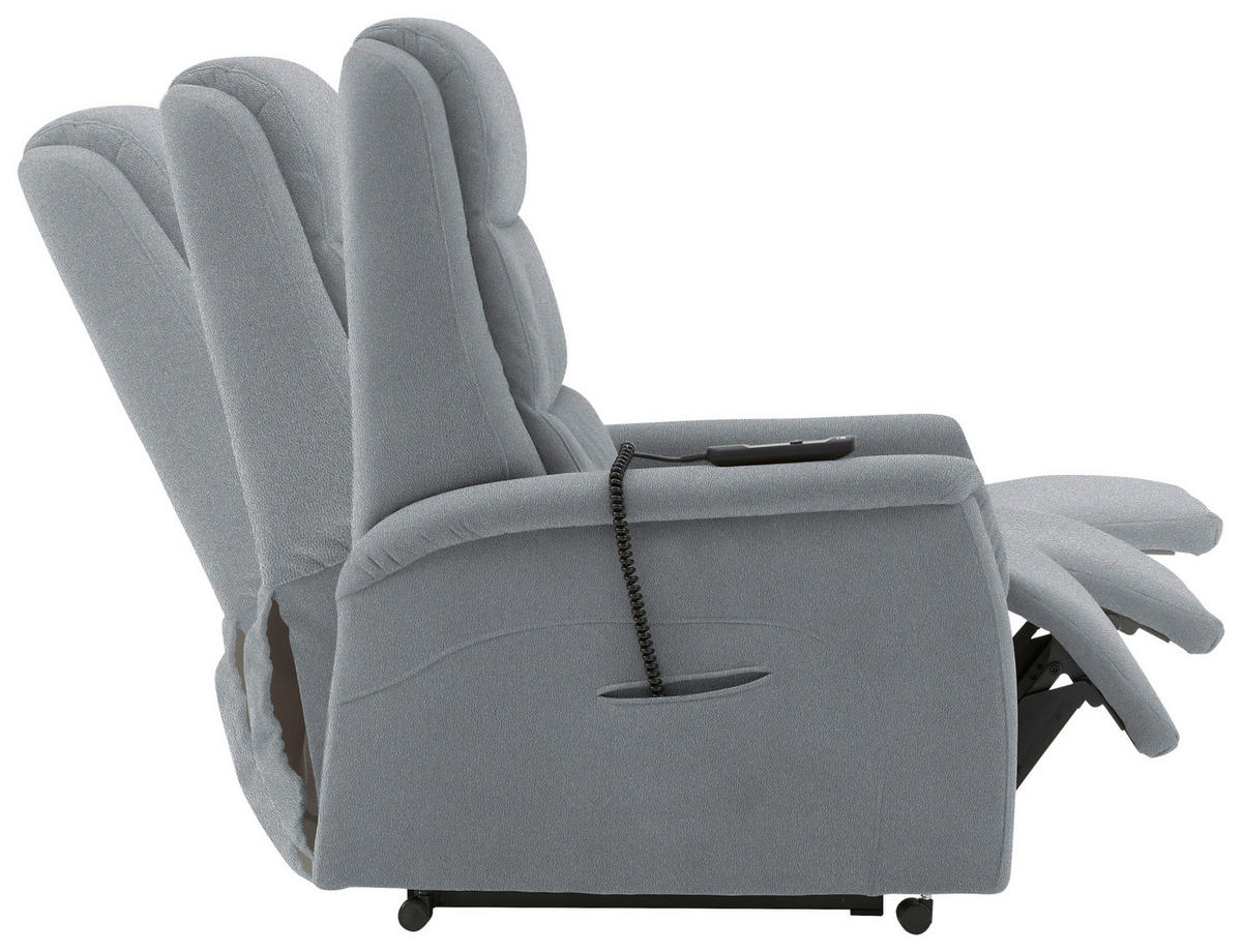 FERNSEHSESSEL in Mikrofaser Hellgrau  - Hellgrau/Schwarz, Konventionell, Kunststoff/Textil (70/107/88cm) - Livetastic