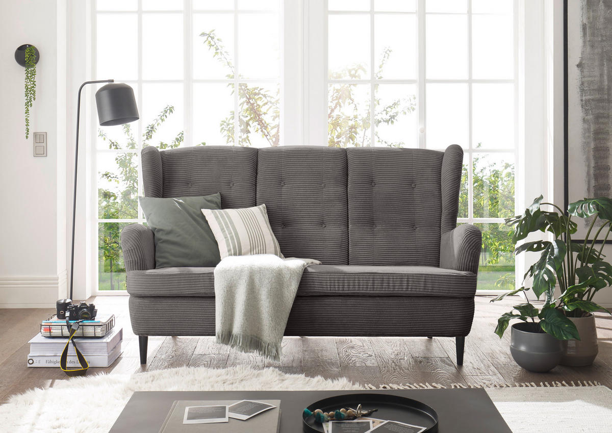 KÜCHENSOFA Textil Grau  - Schwarz/Grau, Konventionell, Holz/Textil (176/103/98cm) - MID.YOU