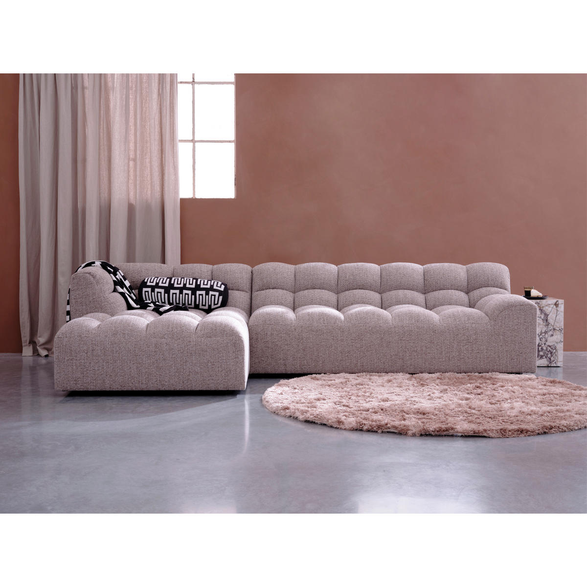 ECKSOFA Allure Braun gesteppt  - Schwarz/Braun, Design, Kunststoff/Textil (165/324cm) - Livetastic