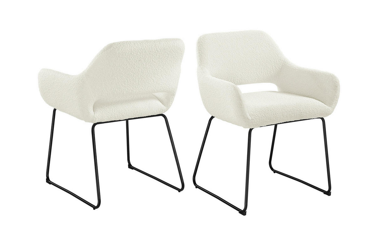 STOLIČKA S PODRÚČKAMI, buklé, biela - čierna/biela, Modern, kov/textil (63,5/82,5/59cm) - Livetastic