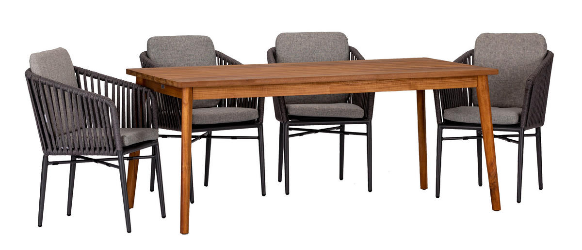 GARTENGARNITUR   - Akaziefarben/Grau, Basics, Holz/Kunststoff (180/90/76cm) - Gardenson