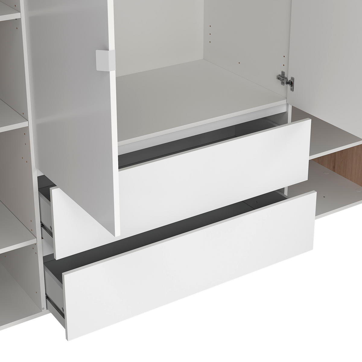 DREHTÜRENSCHRANK 197/202/58 cm 4-türig Eichefarben, Weiß  - Eichefarben/Weiß, KONVENTIONELL, Holzwerkstoff/Metall (197/202/58cm) - Boxxx