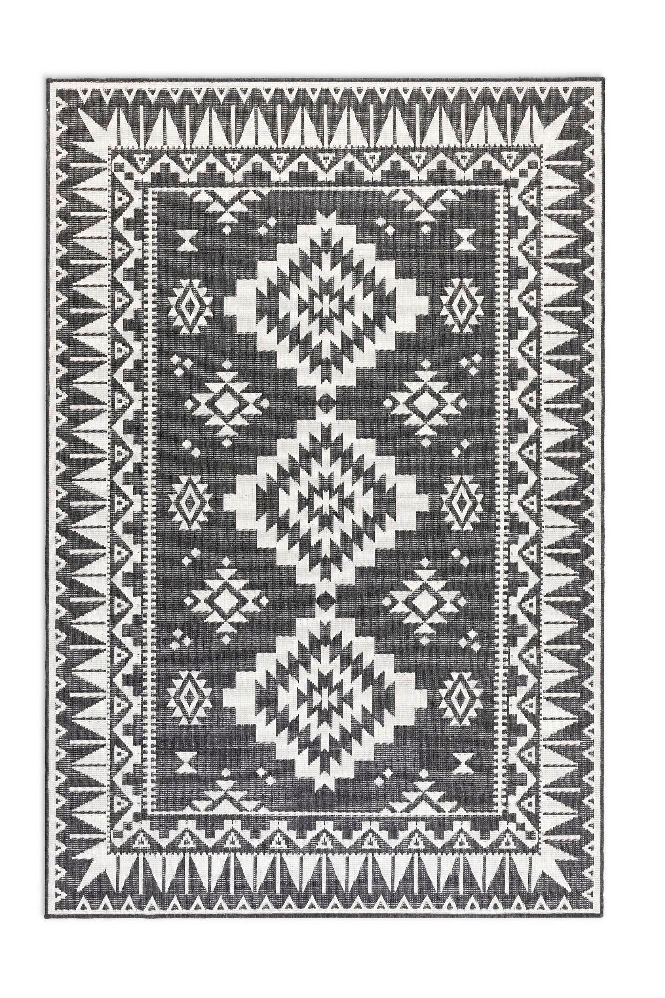 OUTDOORTEPPICH 120/170 cm Gemini Schwarz, Weiß  - Schwarz/Weiß, Design, Kunststoff/Textil (120/170cm) - Elle Decoration