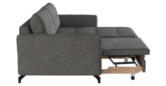 ECKSOFA in Flachgewebe, Leinenoptik Dunkelgrau  - Dunkelgrau/Schwarz, Design, Textil/Metall (242/170cm) - Xora