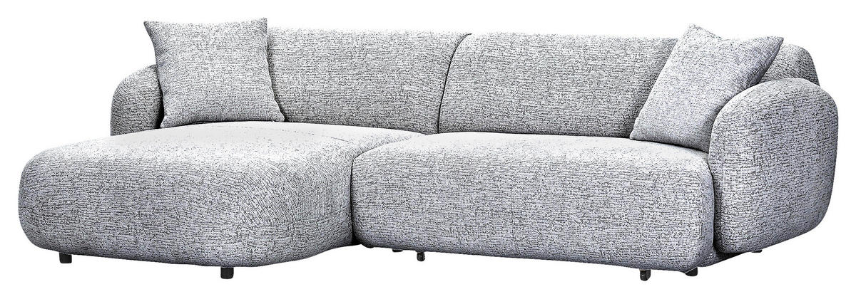 ECKSOFA Schwarz, Weiß Flachgewebe Zierkissen, Rücken echt, Sitztiefenverstellung  - Schwarz/Weiß, MODERN, Kunststoff/Textil (162/275cm) - Carryhome