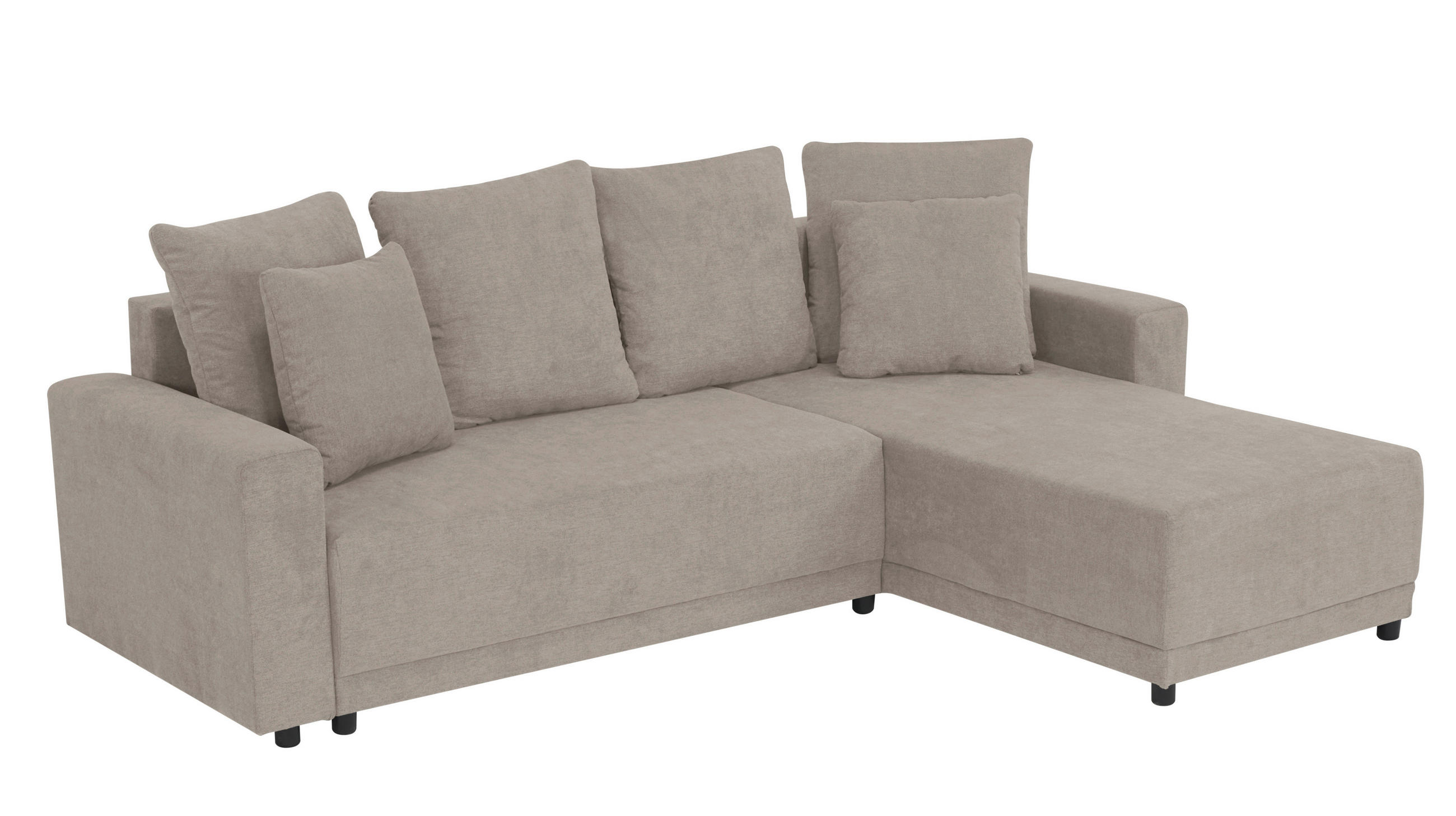 ECKSOFA Greige Mikrofaser  - Greige/Schwarz, Design, Kunststoff/Textil (178/248cm) - MID.YOU