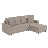 ECKSOFA Greige Mikrofaser  - Greige/Schwarz, Design, Kunststoff/Textil (178/248cm) - MID.YOU