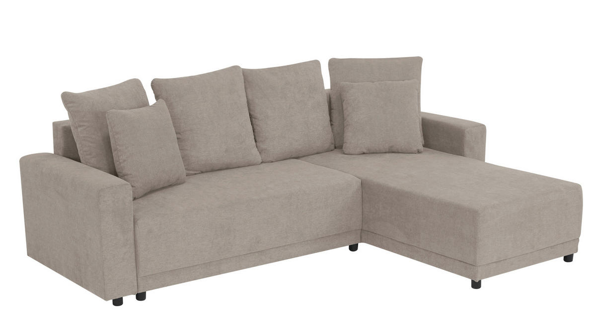 ECKSOFA Greige Mikrofaser  - Greige/Schwarz, Design, Kunststoff/Textil (178/248cm) - MID.YOU