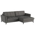 ECKSOFA in Flachgewebe, Leinenoptik Dunkelgrau  - Dunkelgrau/Schwarz, Design, Textil/Metall (242/170cm) - Xora