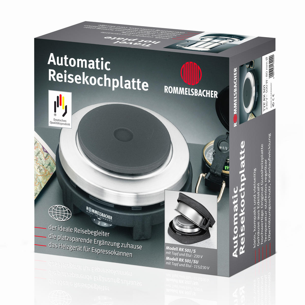 KOCHPLATTE  - Schwarzchrom, Basics, Metall (14/7/14cm) - Rommelsbacher