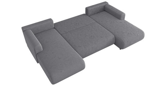 Wohnlandschaft inkl. Funktion Hellgrau Cord  - Hellgrau/Schwarz, KONVENTIONELL, Textil (200/360/200cm) - Xora