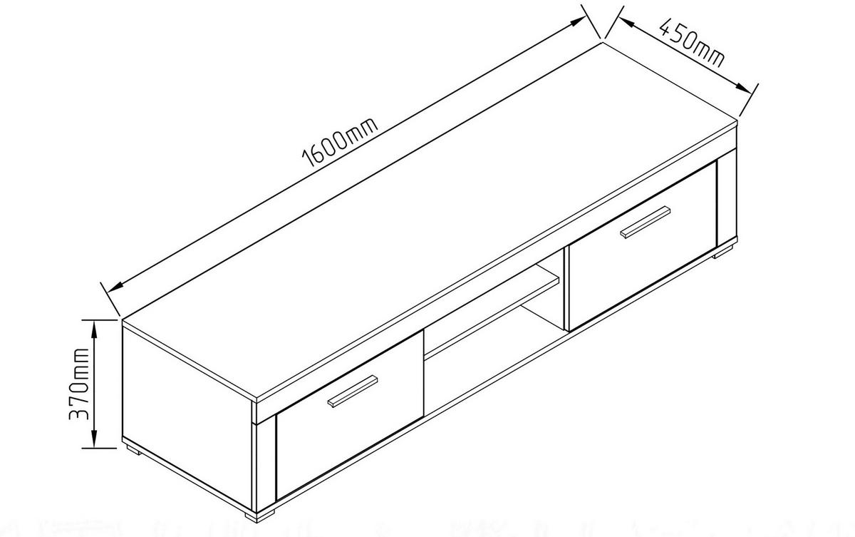 LOWBOARD Usilo  in 160/37/45 cm  - Weiss/Silberfarben, Design, Holzwerkstoff/Kunststoff (160/37/45cm) - MID.YOU