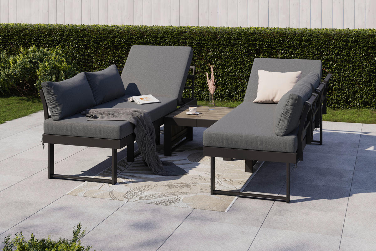 LOUNGEGARNITUR  311/246 cm  Akazie Aluminium  - Anthrazit/Grau, LIFESTYLE, Holz/Textil (311/246cm) - Ambia Garden