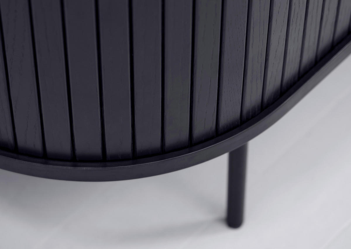 COUCHTISCH furniert 120/60/45 cm oval Schwarz  - Eichefarben/Schwarz, Trend, Holzwerkstoff/Metall (120/60/45cm) - home24