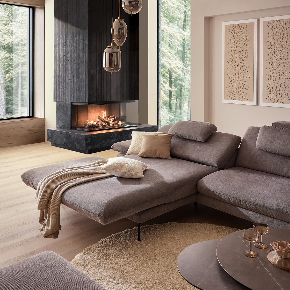 ECKSOFA in Webstoff Grau  - Schwarz/Grau, Design, Textil/Metall (180/284cm) - Dieter Knoll