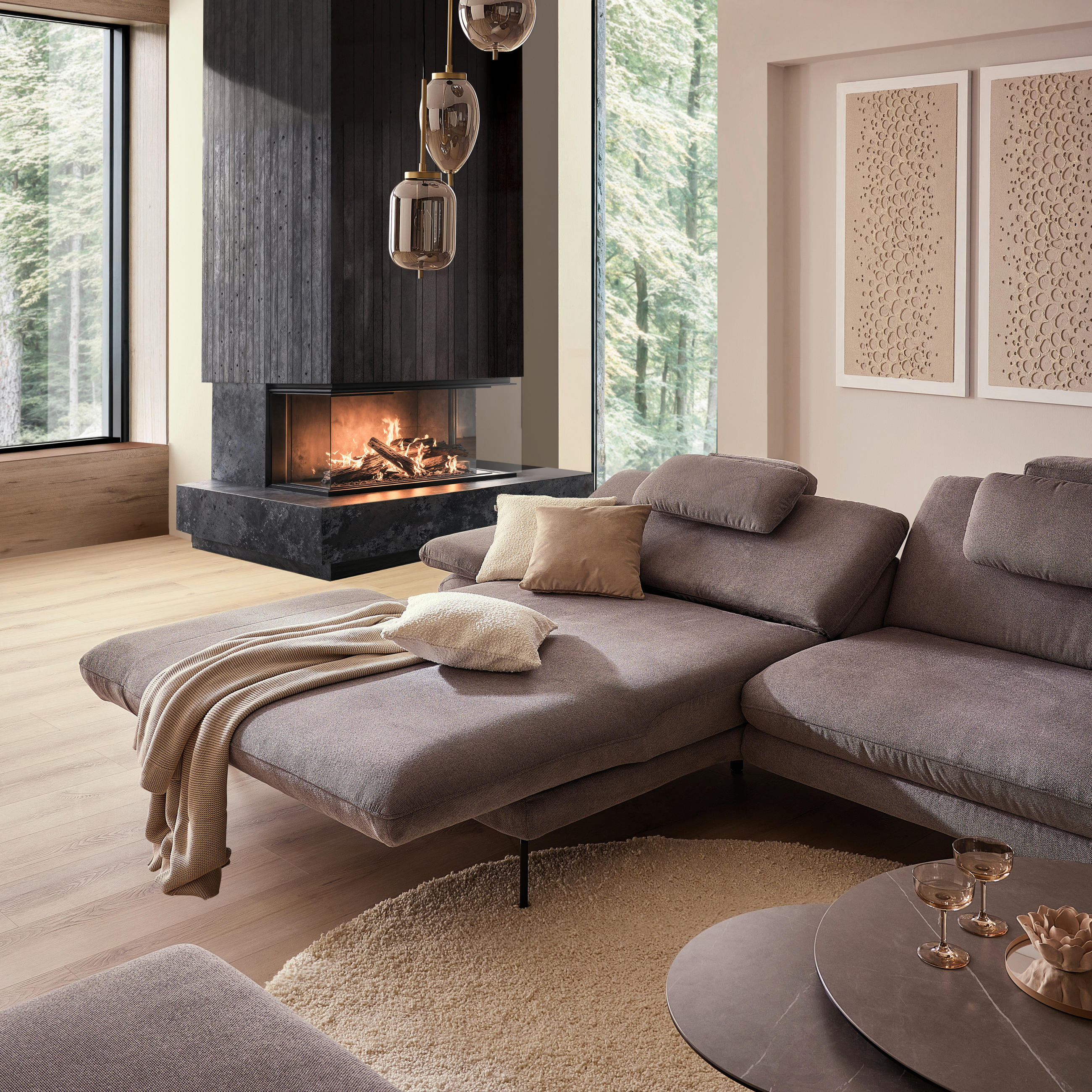 Thumbnail - Dieter Knoll Ecksofa, Grau, Textil, 3-Sitzer, Ottomane links, L-Form, 284x180 cm, Fußauswahl, Stoffauswahl, Sitzqualität...