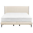 BOXSPRINGBETT 180/200 cm,  in Creme, Matratze, gepolstertes Kopfteil, H2 + H3 = mittel + fest  - Creme/Schwarz, Design, Textil/Metall (180/200cm) - Dieter Knoll