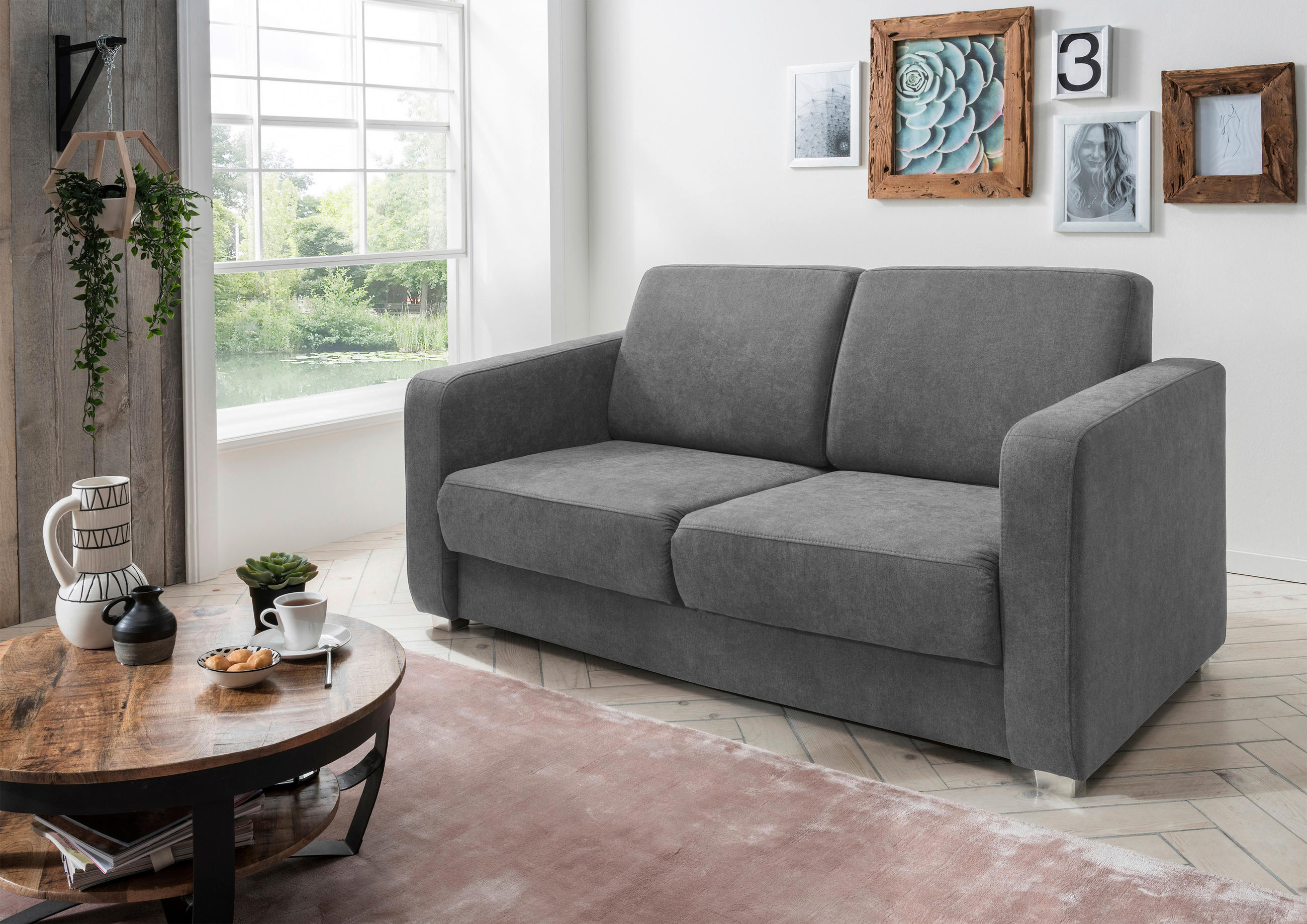 SCHLAFSOFA in Textil Grau  - Chromfarben/Grau, Basics, Kunststoff/Textil (159/88/87cm) - Livetastic