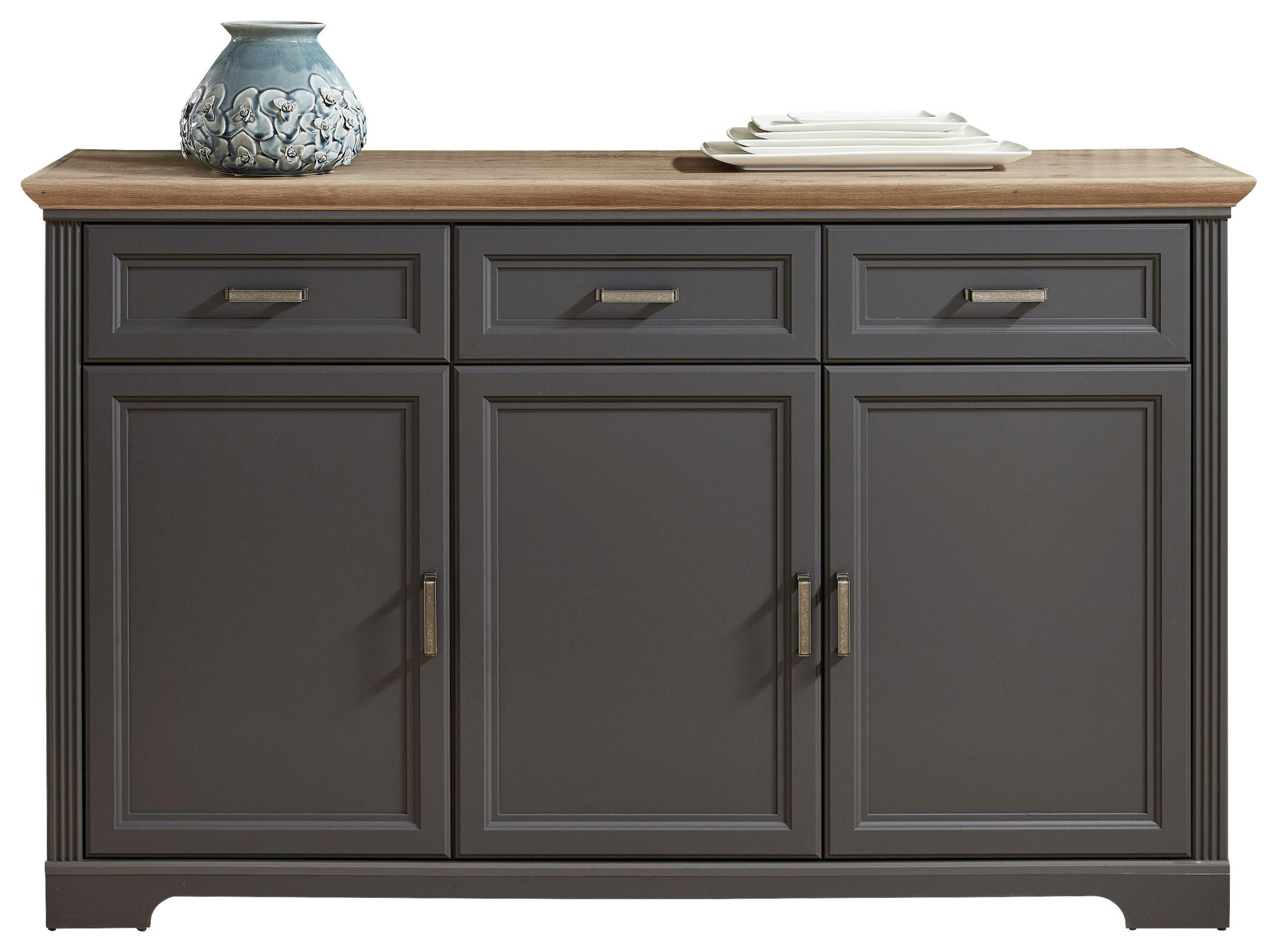 SIDEBOARD  in 166/102/48 cm  - Graphitfarben/Eiche Artisan, ROMANTIK / LANDHAUS, Holzwerkstoff/Metall (166/102/48cm) - Hom`in