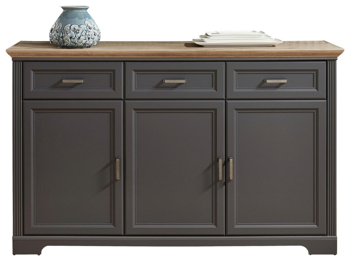 SIDEBOARD  in 166/102/48 cm  - Graphitfarben/Eiche Artisan, ROMANTIK / LANDHAUS, Holzwerkstoff/Metall (166/102/48cm) - Hom`in