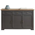 SIDEBOARD  166/102/48 cm 3 Schublade(n)  - Graphitfarben/Eiche Artisan, ROMANTIK / LANDHAUS, Holzwerkstoff/Metall (166/102/48cm) - Hom`in