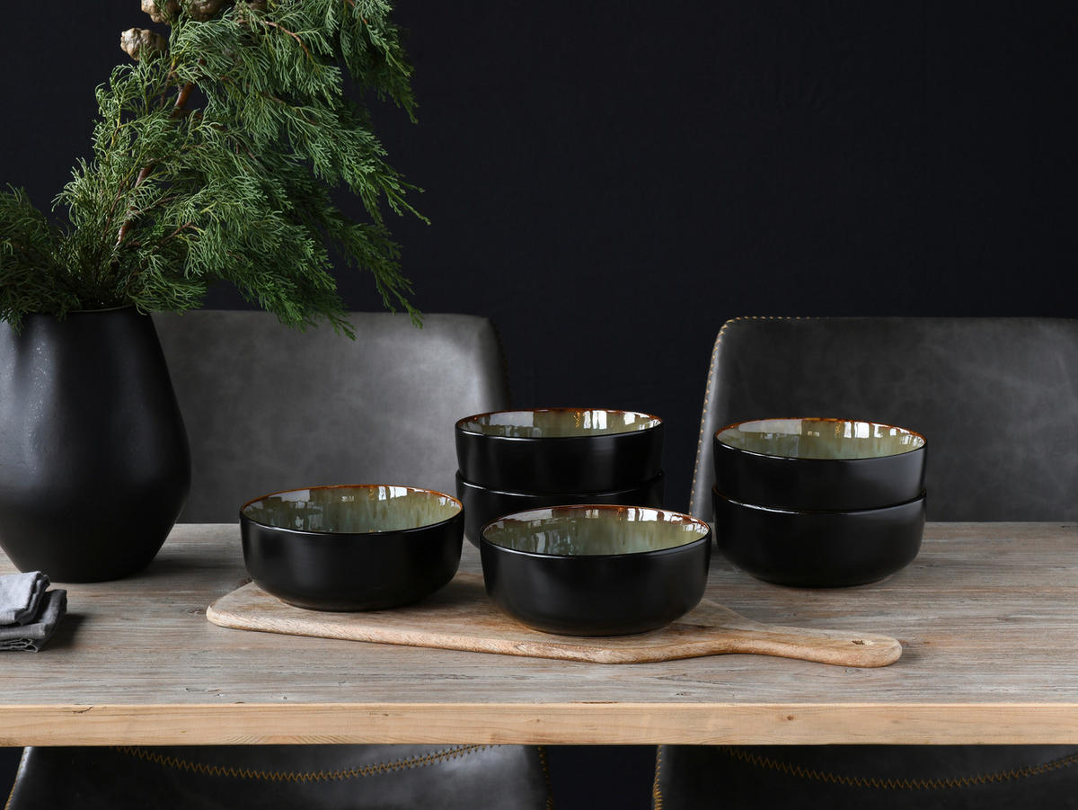 SET MED FRUKOSTSKÅLAR  - grön, Basics, keramik (31/17,5/18,5cm) - Creatable