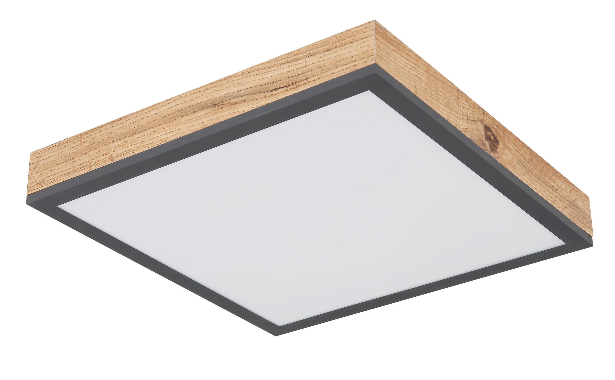 STROPNÉ LED SVIETIDLO, 30/30/6 cm - grafitová/farba duba, Natur, kov/kompozitné drevo (30/30/6cm)
