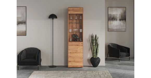 VITRINE  in massiv Wildeiche Wildeiche  - Wildeiche, KONVENTIONELL, Glas/Holz (51/200/40cm) - Linea Natura