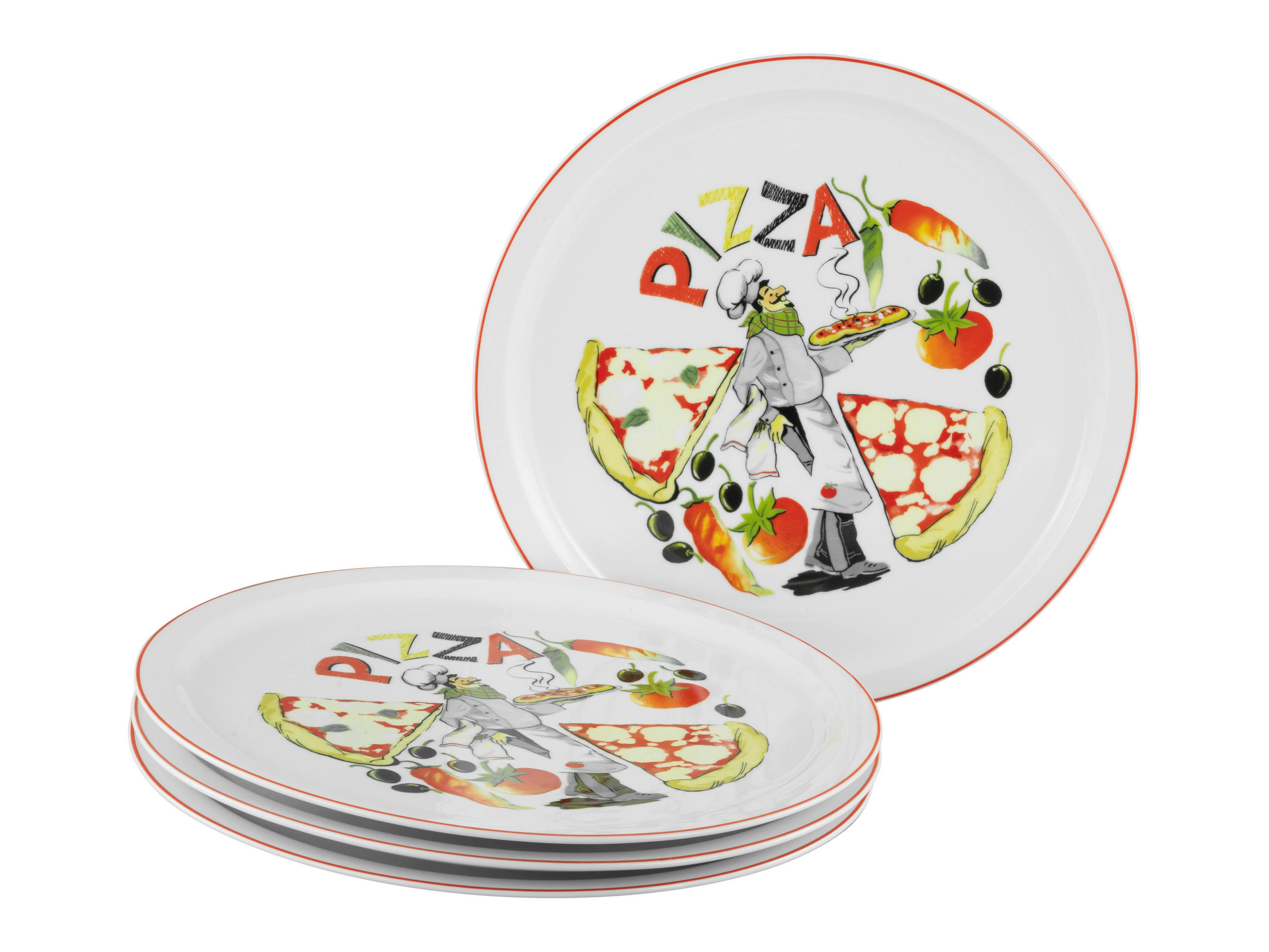 PIZZATELLER Porzellan 4-teilig Milano Luigi  - Multicolor, Basics, Keramik (30cm) - Creatable