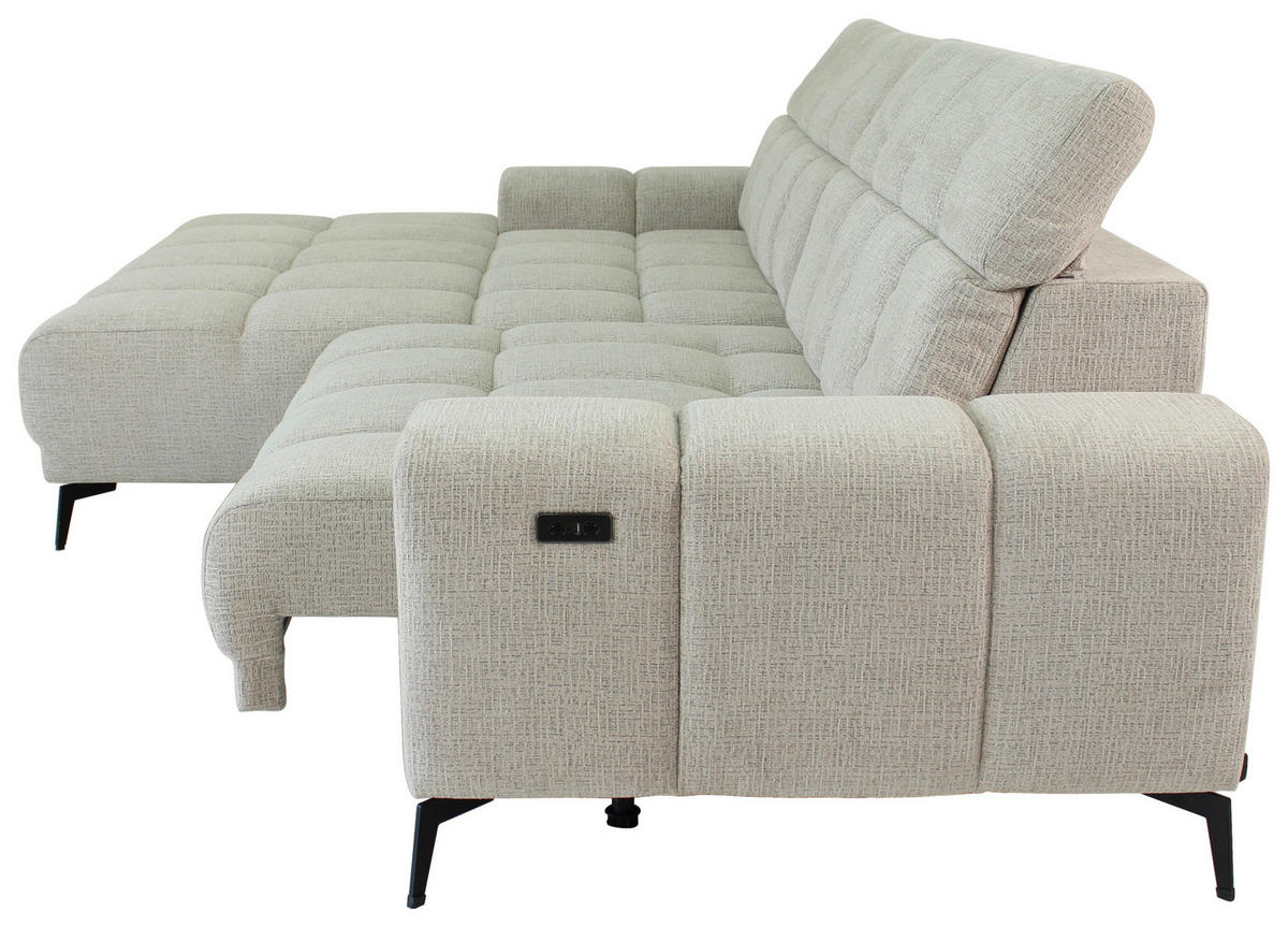 ECKSOFA inkl.Funktionen Naturfarben Chenille  - Schwarz/Naturfarben, MODERN, Textil/Metall (195/300cm) - Xora